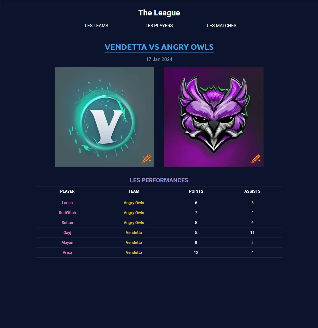 League — vue 7